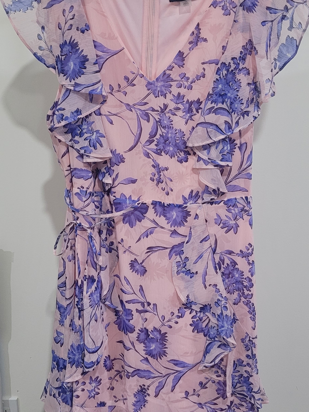 Tommy Hilfiger Sz14 Pink Blue  Dress with Blue Floral Print